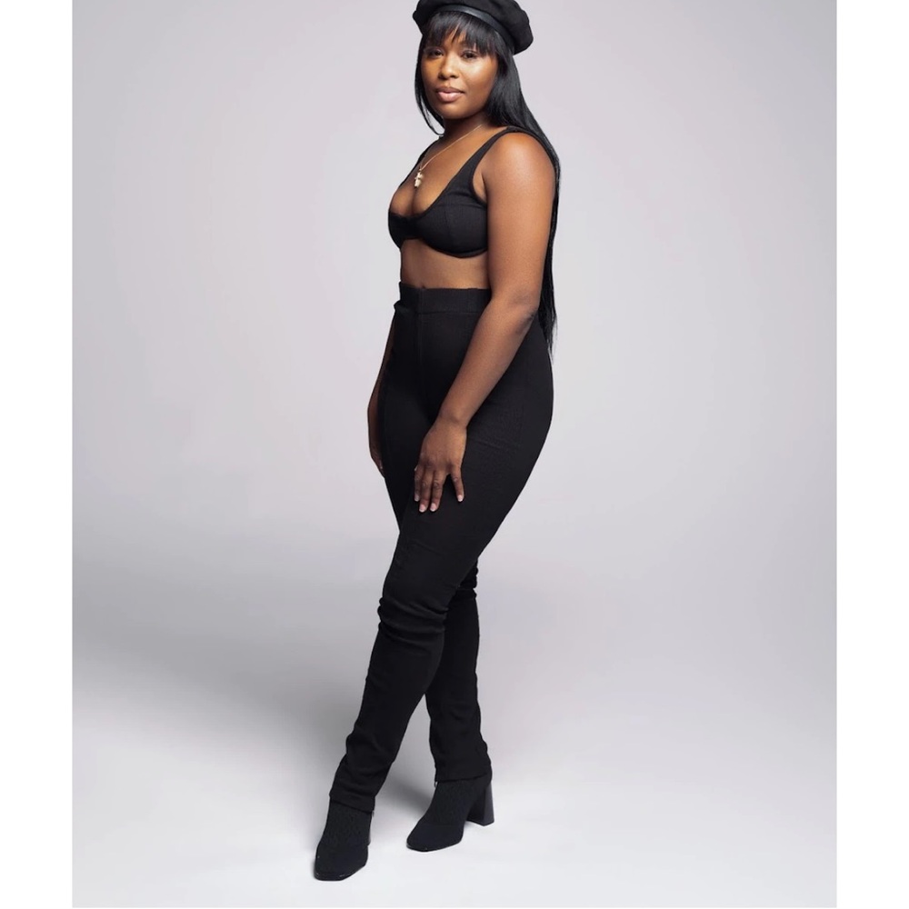Noir two piece set w/ bra top
